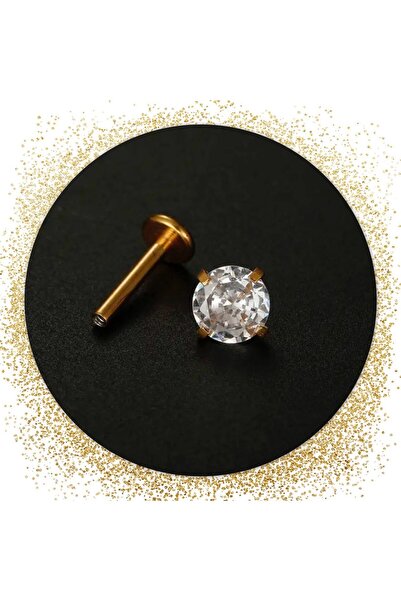 Arescollection 316l cerrahi çelik büyük boy zirkon tek taş tragus helix conch kıkırdak lobe uyumlu labret piercing