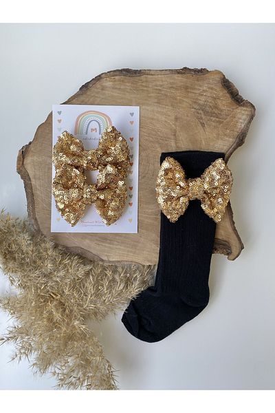 Miniminiksdesing Shiny Sequin Party Socks and Buckle Set