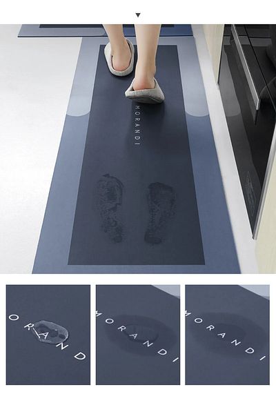 BEYZANA Covoraș de bucătărie și baie magică de dimensiuni mari, dreptunghiulară 118*38 cm albastru