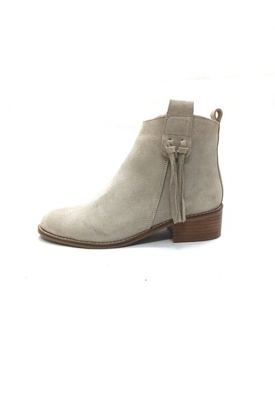 ALBİNİ BEJ SÜET DERİ KADIN BOT AYAKKABI
