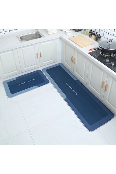BEYZANA Covoraș de bucătărie și baie magică de dimensiuni mari, dreptunghiulară 118*38 cm albastru