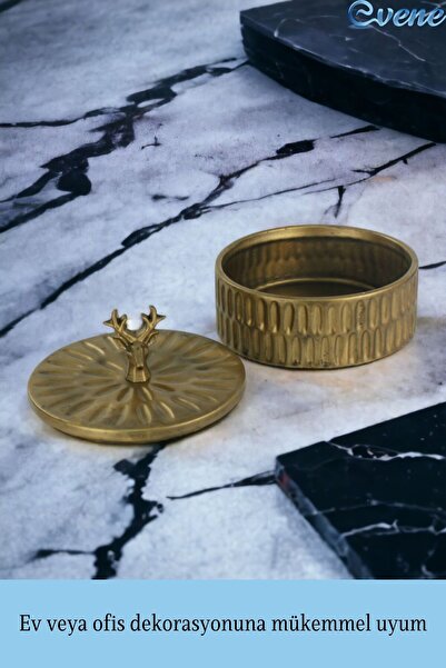 Evene Kapaklı Şekerlik Drajelik Şekerlik Altın Eskitme Renk Model 22