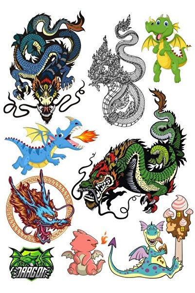 Reysa Tasarım مجموعة ملصقات Dragon Dragon - 5 10 قطع للهاتف، والكمبيوتر اللوح...