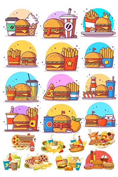 Reysa Tasarım مجموعة ملصقات الطعام مكونة من 20 قطعة للهاتف والكمبيوتر اللوحي ...