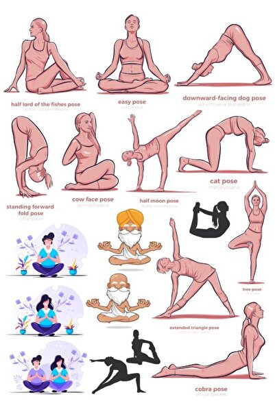 Reysa Tasarım مجموعة ملصقات اليوغا مكونة من 13 قطعة للهاتف والكمبيوتر اللوحي ...