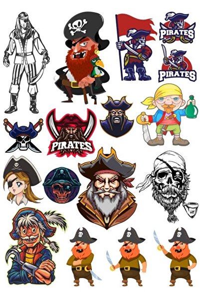 Reysa Tasarım مجموعة ملصقات القراصنة 11 15 قطعة للهاتف والكمبيوتر اللوحي والك...