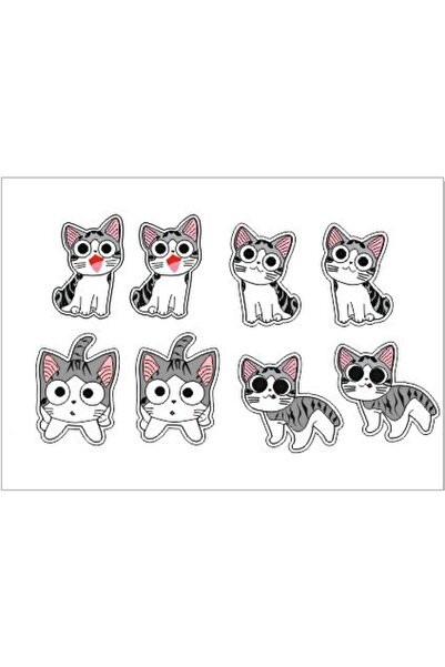 Reysa Tasarım مجموعة ملصقات قطة لطيفة مكونة من 8 قطع للهاتف والكمبيوتر اللوحي...