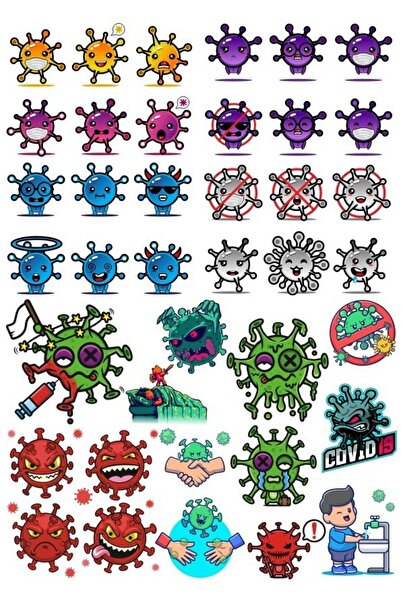 Reysa Tasarım مجموعة ملصقات الفيروسات - 6 ملصقات مكونة من 25 قطعة للهاتف والك...