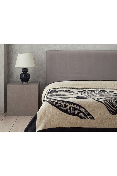 English Home Floreo Cotton Single Blanket 150x200 Cm Beige - Black