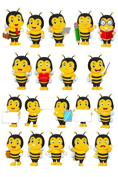 Reysa Tasarım Arı Stikcker Set 20 Parça Telefon, Tablet, Defter, Laptop Sticker