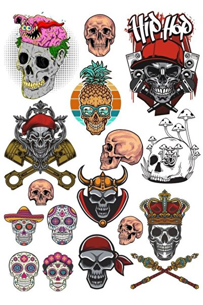 Reysa Tasarım مجموعة ملصقات جمجمة مكونة من 13 قطعة للهاتف والكمبيوتر اللوحي و...