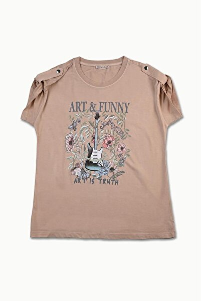 Dilvin Μπλουζάκι με ανοιχτόχρωμα εφέ μπεζ