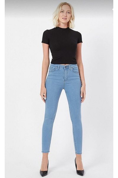 harikamodaevi Full Lycra Winter Thick Fabric Light Blue Skinny Jean Trousers Skinny Leg