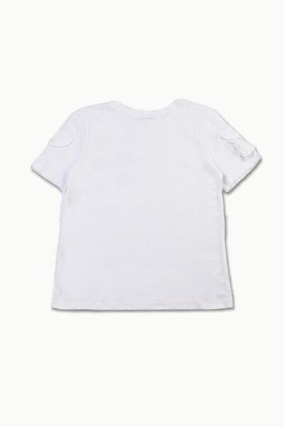 Dilvin 30160 Λεπτομερές μπλουζάκι τσέπης-λευκό