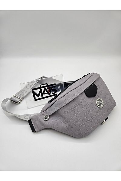 DSN Monogram Embossed Waist Bag Gray Black