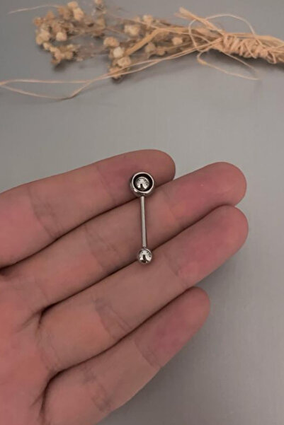 Jaida Moda Unisex Gümüş Renk Fırfır Toplu Dil Piercing