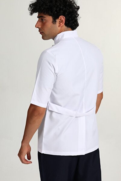 BAŞAK Men's White Short Sleeve Judge Collar Apron