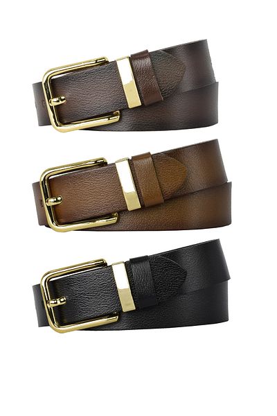 GoDeri 100% Genuine Leather 3-Piece Set Black, Brown, Dark Brown Women's Jeans Belt, 4 Cm=3pcs-mt.k.-76-090