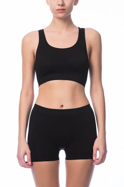 bejamonti Pantaloni scurți negri, respirabili, fără sudură, Tactel