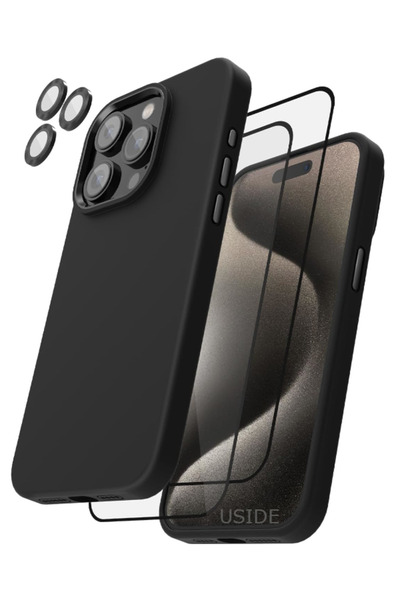 iPhone 15 Promax Uyumlu Lasman Kılıf+ 5D Ekran Koruyucu+ Kamera Koruyucu 360°tam Koruma 4in1 Set
