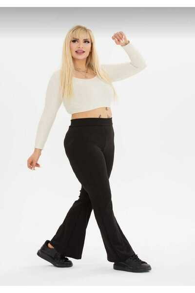 TİGERS plus size high waist ruffled winter ribbed leggings