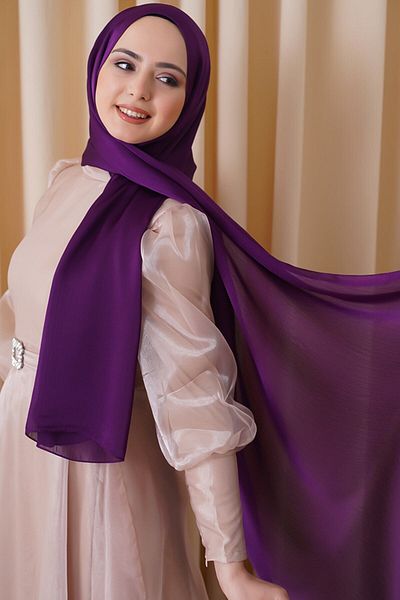 Levidor Women's Purple Janjan Chiffon Evening Dress Shawl