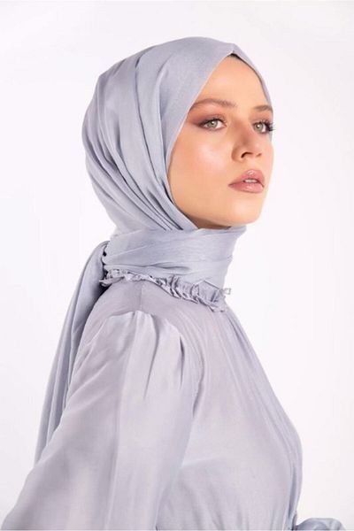 Levidor Women's Gray Janjan Chiffon Evening Dress Shawl