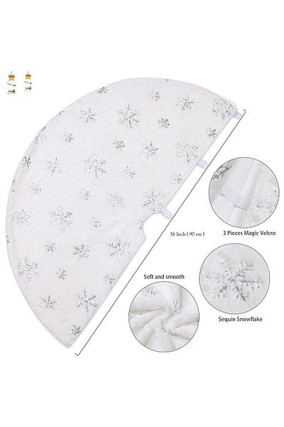 Yusuf Dirik YD Party Supplies Christmas Tree Cover Luxury Plush Snowflake Printed 90 cm
