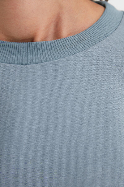 Trendyol Modest Pletená mikina Crew Neck Slit Šedá Modrá - TCTAW22TW0138