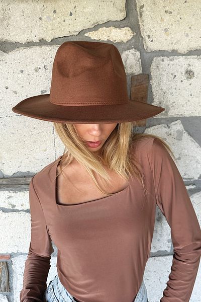 Trend Alaçatı Stili Brauner Cowboyhut für Damen ALC-X11086