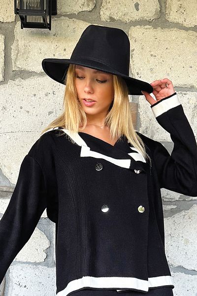 Trend Alaçatı Stili Schwarzer Cowboyhut für Damen ALC-X11086