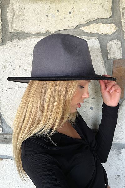 Trend Alaçatı Stili Cowboyhut in Anthrazit für Damen ALC-X11087