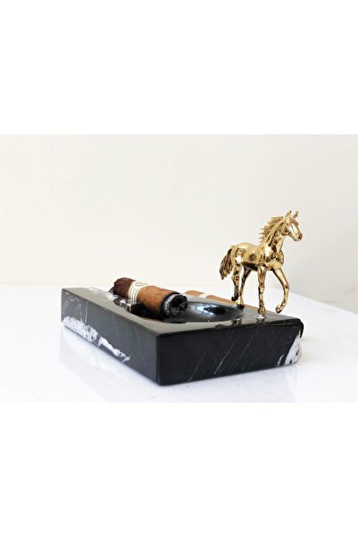 Modestmar Siyah Mermer Puro Küllüğü Pirinç At Objeli Gold