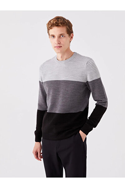 LC Waikiki LCWAIKIKI Pulover tricotat pentru bărbați, cu mânecă lungă, cu dec...