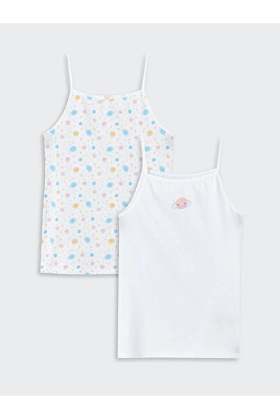 LC Waikiki LCW Kids Kare Yaka Baskılı Askılı Kız Çocuk Atlet 2'li