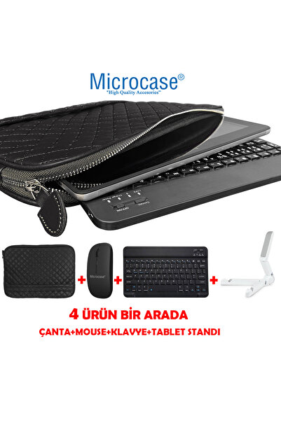Microcase Tab Active Pro SM-T547 Uyumlu  Kapitone Tablet Çanta+Bluetooth Klavye+MouseTablet Standı AL8123