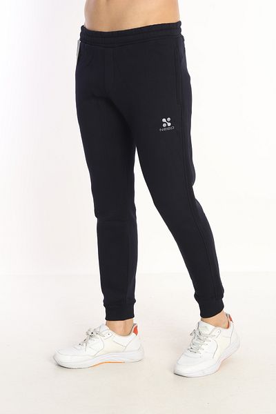 NEED LİFE Men's Navy Blue Winter Cotton Elastic Leg Slim Fit Sweatpants