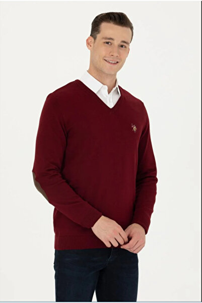 U.S. Polo Assn. Мъжки бордо червен базов пуловер G081SZ0TK.000.1629687.VR014