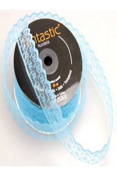 Kazanabil TULLE RIBBON LACE WITH MOTIF 25 METERS BLUE