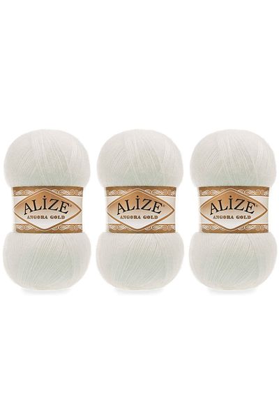 Alize Angora Gold Νήματα Πλεκτομηχανής Χεριών 100 gr 3 Τεμάχια Χρώματα 450 Εκρού