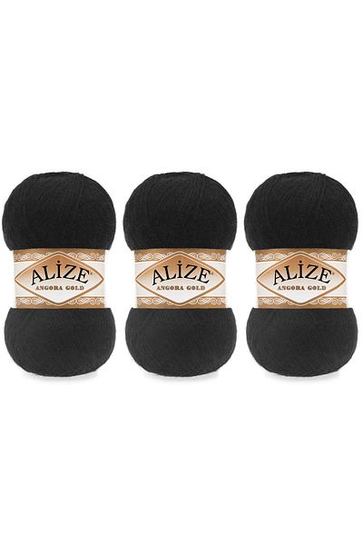 Alize Νήματα πλεξίματος χειρός Angora Gold 100 gr 3 Τεμάχια Χρώμα 60 Μαύρο