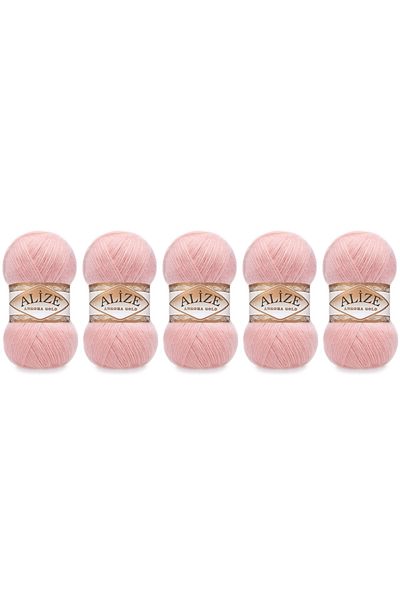 Alize Angora Gold Νήμα Πλεξίματος Χεριών 100 gr 5 Τεμάχια Χρώμα 363 Νυφικό Ροζ