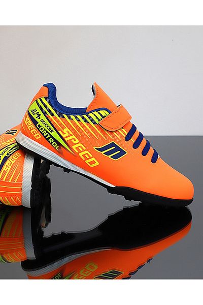 MP ONE Kidessa 1753-1368 Pantofi de fotbal cu dungi pentru copii Astroturf PORTOCALII