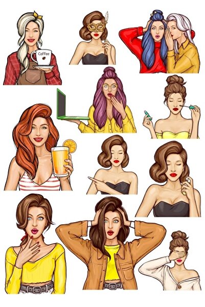 Reysa Tasarım مجموعة ملصقات تعبيرات الوجه مكونة من 12 قطعة للهاتف والكمبيوتر ...