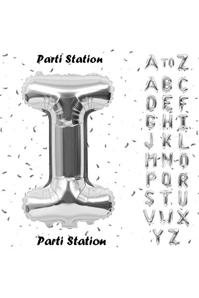 Parti Station Silver Color Letter Foil Balloon Letter I Large Size 100 cm 1 M...