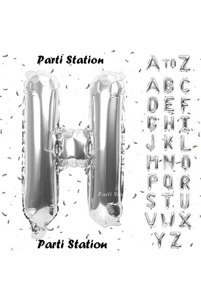 Parti Station Silver Color Letter Foil Balloon Letter H Large Size 100 cm 1 Meter Helium Flying Foil Balloon 40" Inch 1 Piece