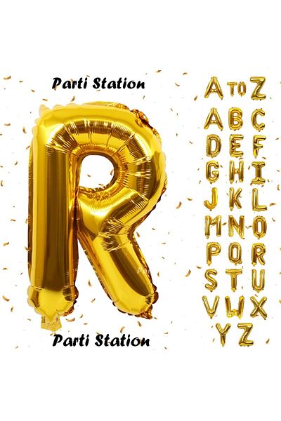 Parti Station 76 Cmhelium Gold Color Large Size Foil Balloon - Letter R, 34" Inch 1 Piece