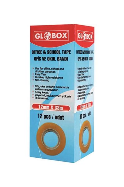 Globox 12x33 Transparent Tape 12 Pieces (1 box)