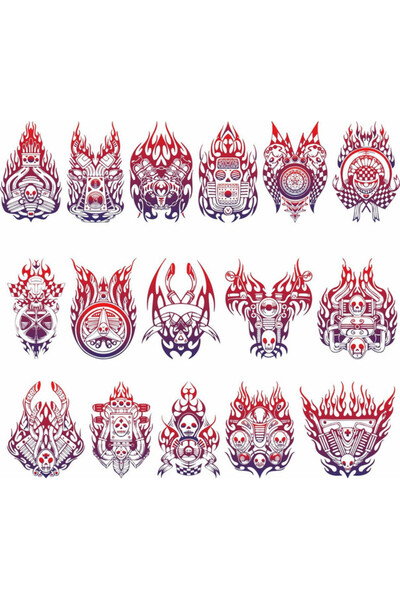 Reysa Tasarım مجموعة ملصقات اللهب لمحركات الدراجات النارية مكونة من 17 قطعة ل...