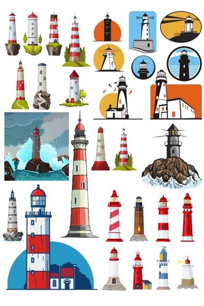 Reysa Tasarım مجموعة ملصقات المنارة - 1 20 قطعة للهاتف والكمبيوتر اللوحي والك...